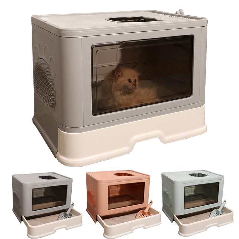 Foldable Odor-Free Cat Litter Basin With Top Entry