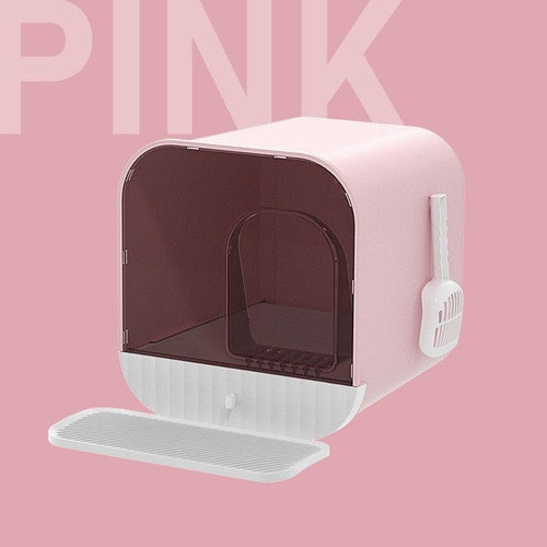 Enclosed And Splash-Proof Cat Litter Box With Drawer Design
