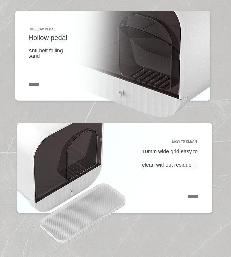 Enclosed And Splash-Proof Cat Litter Box With Drawer Design