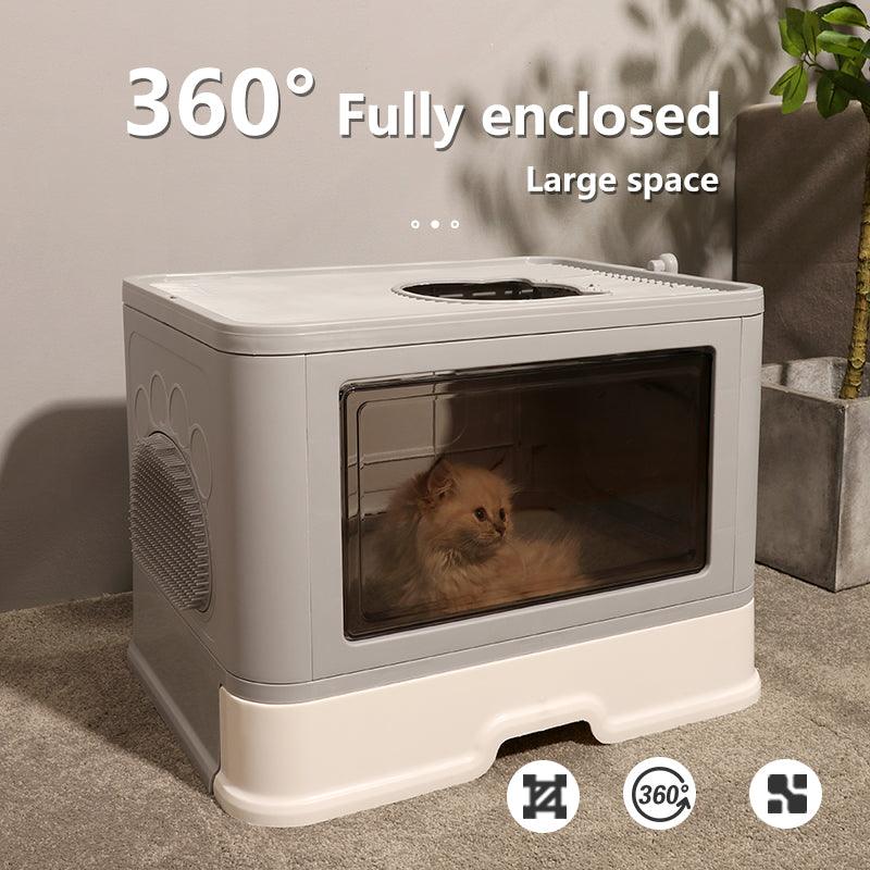 Foldable Odor-Free Cat Litter Basin With Top Entry