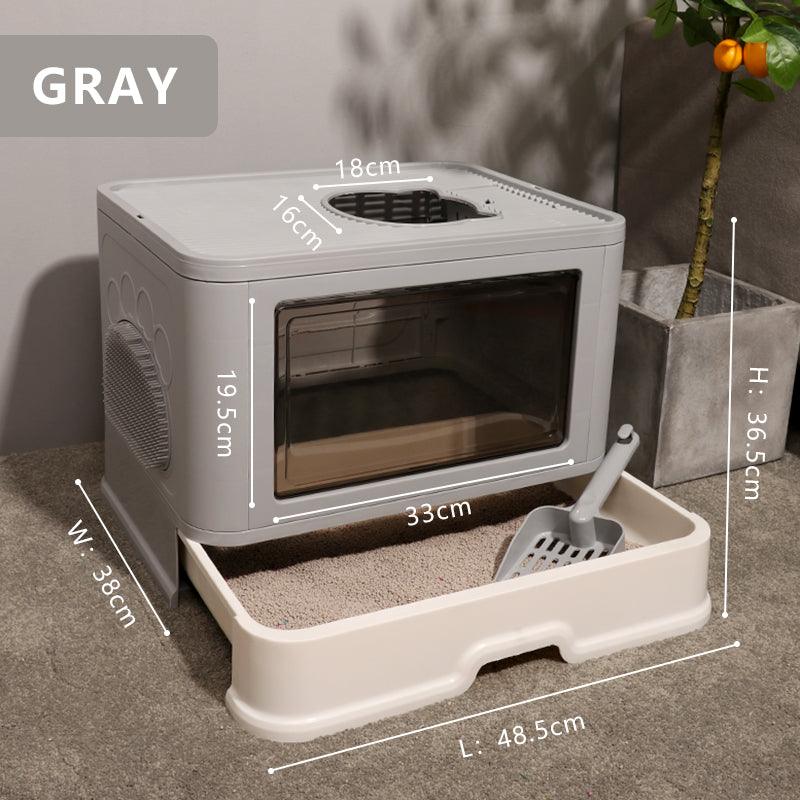 Foldable Odor-Free Cat Litter Basin With Top Entry