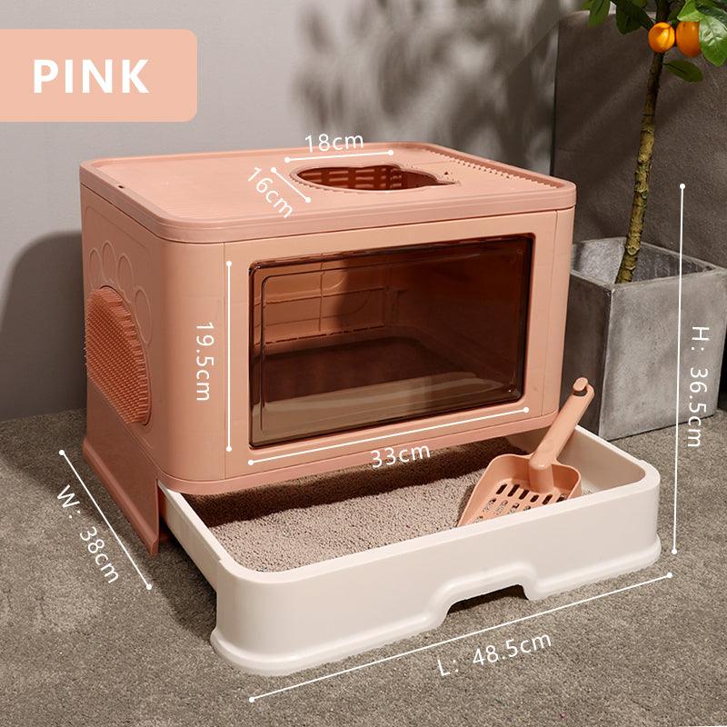 Foldable Odor-Free Cat Litter Basin With Top Entry