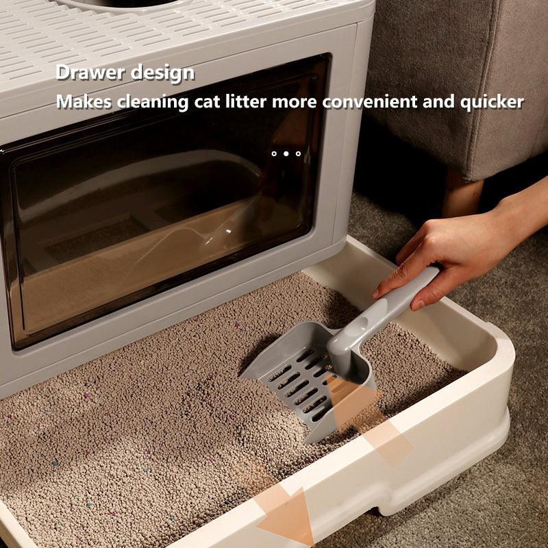 Foldable Odor-Free Cat Litter Basin With Top Entry
