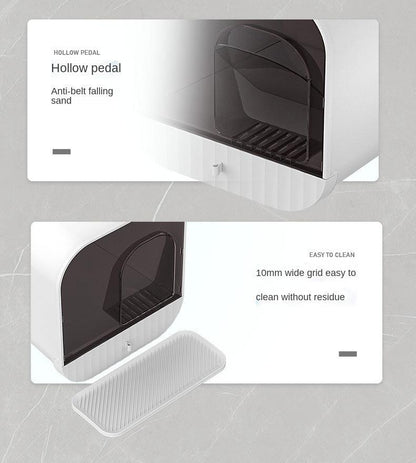 Enclosed And Splash-Proof Cat Litter Box With Drawer Design