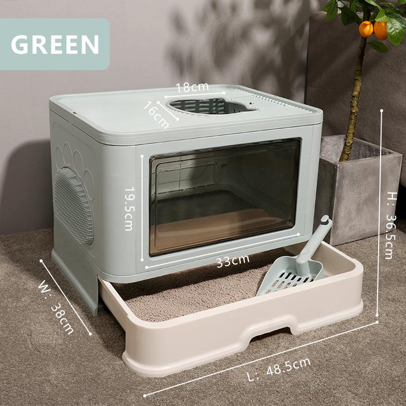Foldable Odor-Free Cat Litter Basin With Top Entry