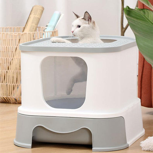 Splashguard Cat Litter Basin - Stylish And Practical Closed Design